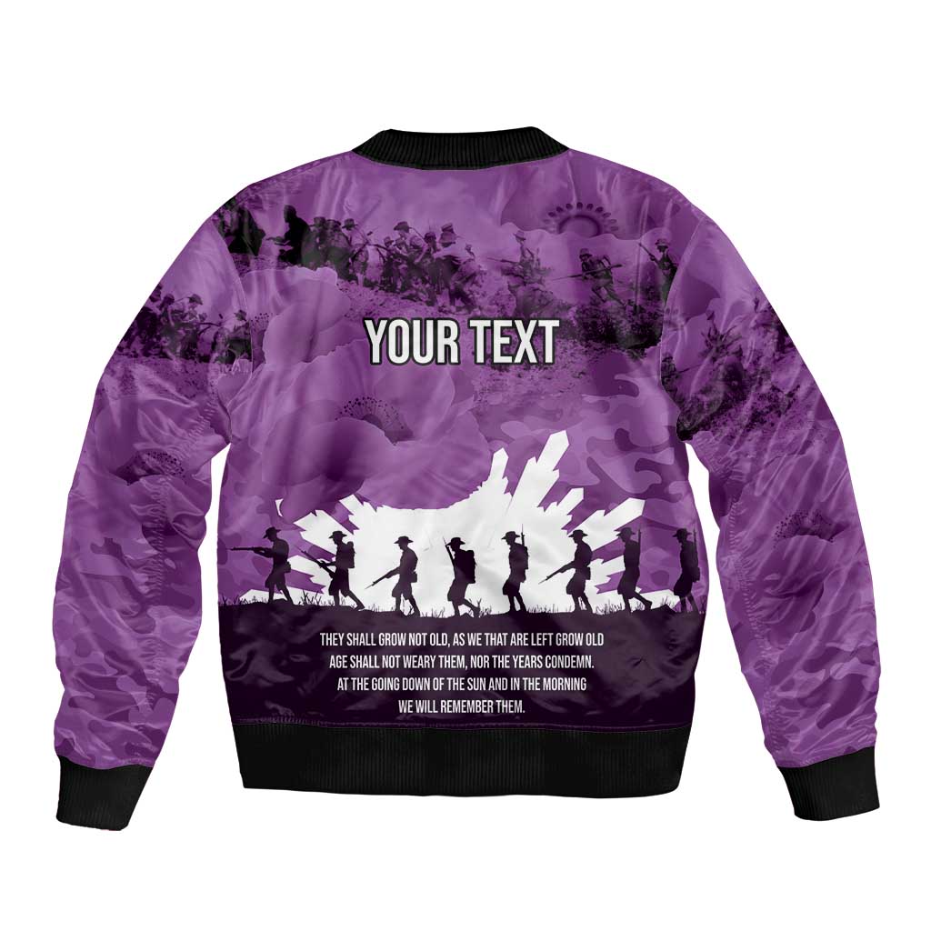 Anzac Day Gallipoli Personalised Bomber Jacket Purple Poppy Flowers LT9 - Polynesian Pride