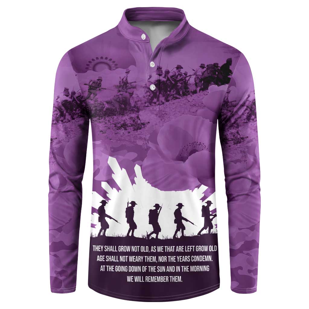 Anzac Day Gallipoli Personalised Button Sweatshirt Purple Poppy Flowers
