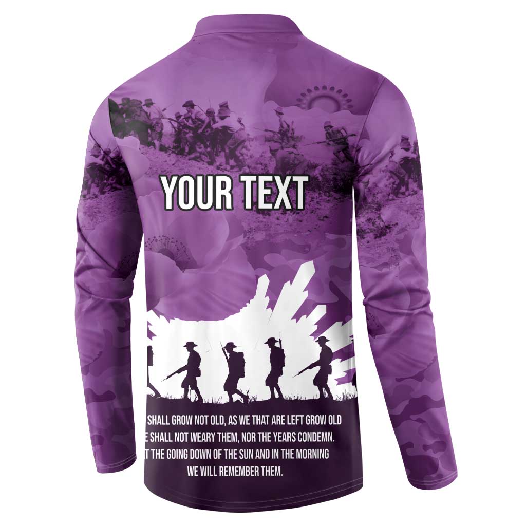 Anzac Day Gallipoli Personalised Button Sweatshirt Purple Poppy Flowers