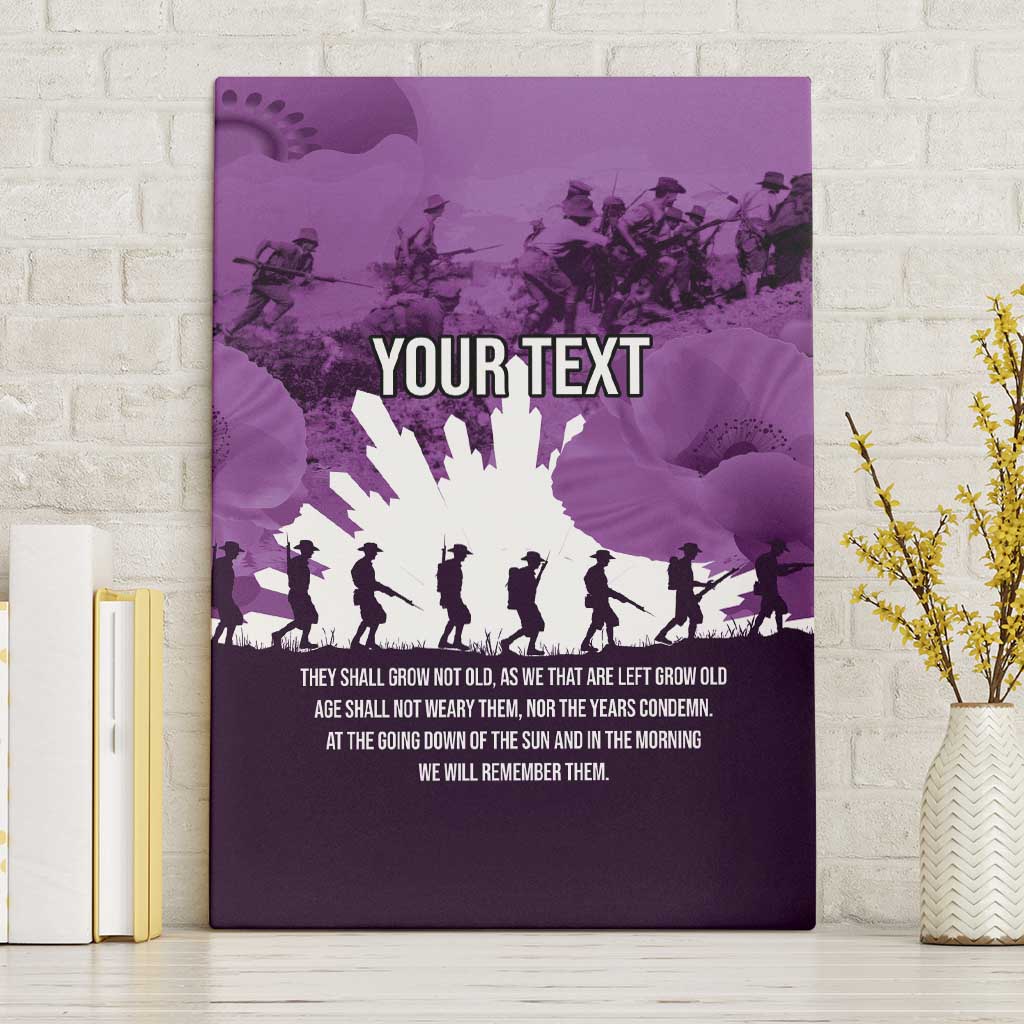 Anzac Day Gallipoli Personalised Canvas Wall Art Purple Poppy Flowers