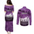 Anzac Day Gallipoli Personalised Couples Matching Puletasi and Long Sleeve Button Shirt Purple Poppy Flowers