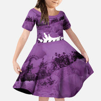 Anzac Day Gallipoli Personalised Family Matching Mermaid Dress and Hawaiian Shirt Purple Poppy Flowers LT9 Daughter's Dress Purple - Polynesian Pride
