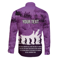 Anzac Day Gallipoli Personalised Family Matching Off The Shoulder Long Sleeve Dress and Hawaiian Shirt Purple Poppy Flowers