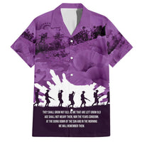 Anzac Day Gallipoli Personalised Family Matching Off Shoulder Short Dress and Hawaiian Shirt Purple Poppy Flowers
