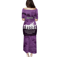 Anzac Day Gallipoli Personalised Family Matching Puletasi and Hawaiian Shirt Purple Poppy Flowers