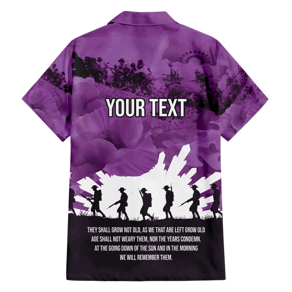 Anzac Day Gallipoli Personalised Family Matching Short Sleeve Bodycon Dress and Hawaiian Shirt Purple Poppy Flowers