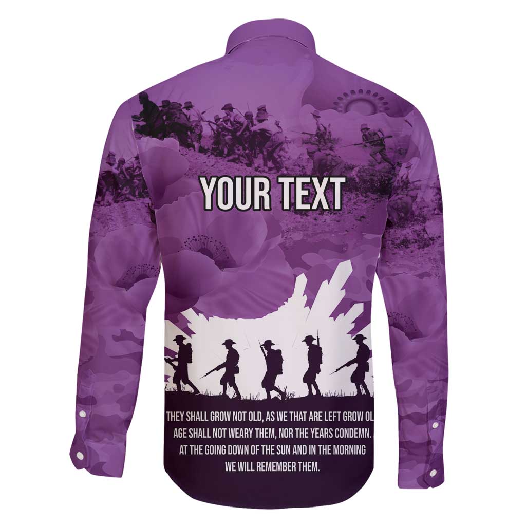 Anzac Day Gallipoli Personalised Family Matching Short Sleeve Bodycon Dress and Hawaiian Shirt Purple Poppy Flowers