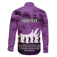 Anzac Day Gallipoli Personalised Family Matching Short Sleeve Bodycon Dress and Hawaiian Shirt Purple Poppy Flowers