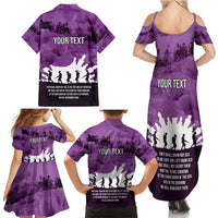 Anzac Day Gallipoli Personalised Family Matching Summer Maxi Dress and Hawaiian Shirt Purple Poppy Flowers