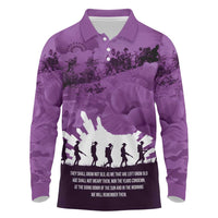Anzac Day Gallipoli Personalised Long Sleeve Polo Shirt Purple Poppy Flowers