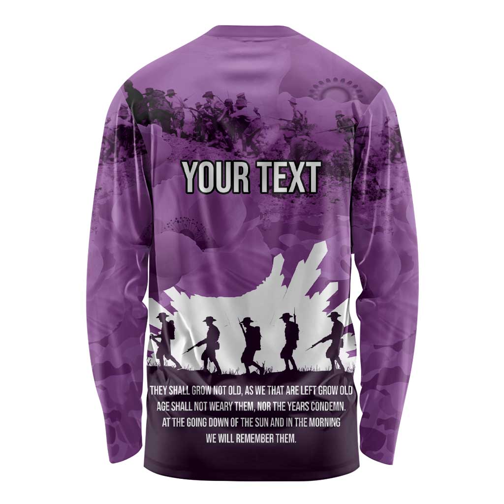 Anzac Day Gallipoli Personalised Long Sleeve Shirt Purple Poppy Flowers