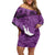 Anzac Day Gallipoli Personalised Off Shoulder Short Dress Purple Poppy Flowers