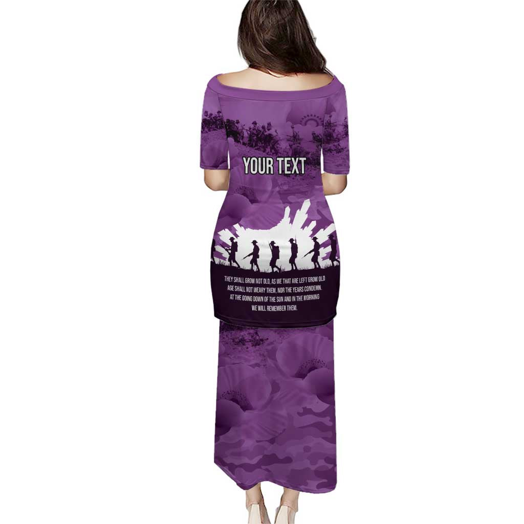 Anzac Day Gallipoli Personalised Puletasi Purple Poppy Flowers