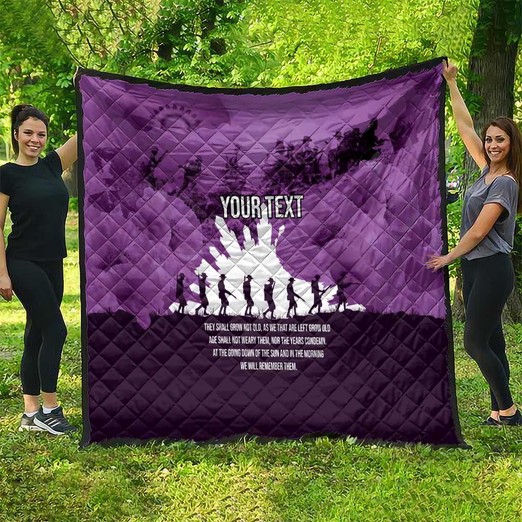 Anzac Day Gallipoli Personalised Quilt Purple Poppy Flowers LT9 - Polynesian Pride