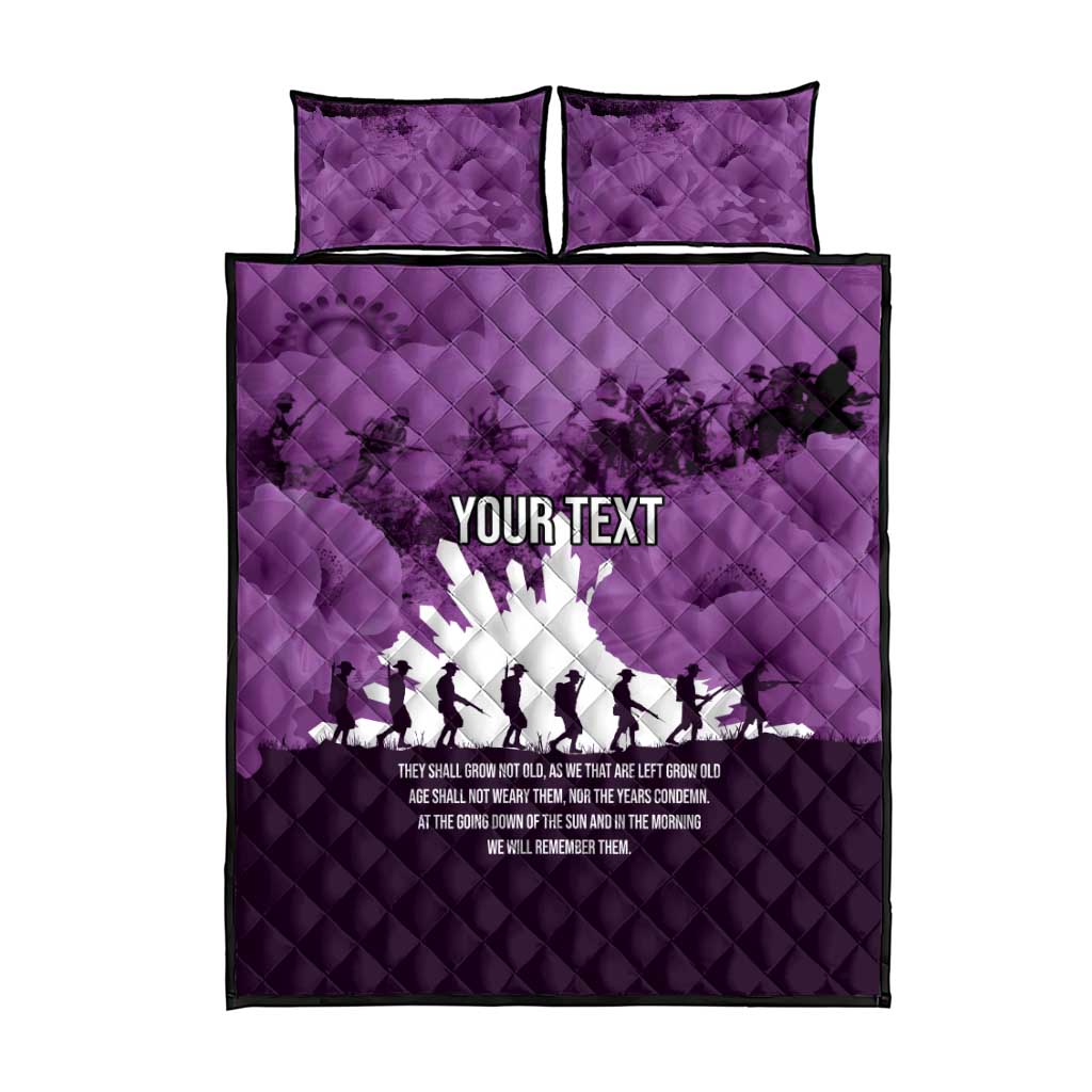 Anzac Day Gallipoli Personalised Quilt Bed Set Purple Poppy Flowers LT9 - Polynesian Pride