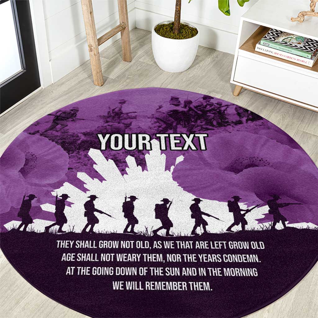 Anzac Day Gallipoli Personalised Round Carpet Purple Poppy Flowers