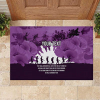 Anzac Day Gallipoli Personalised Rubber Doormat Purple Poppy Flowers