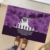 Anzac Day Gallipoli Personalised Rubber Doormat Purple Poppy Flowers