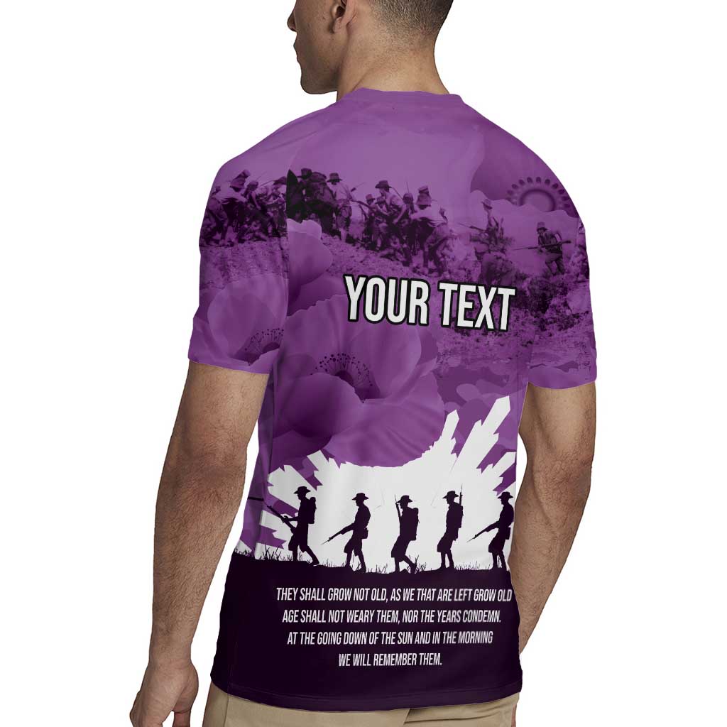 Anzac Day Gallipoli Personalised Rugby Jersey Purple Poppy Flowers
