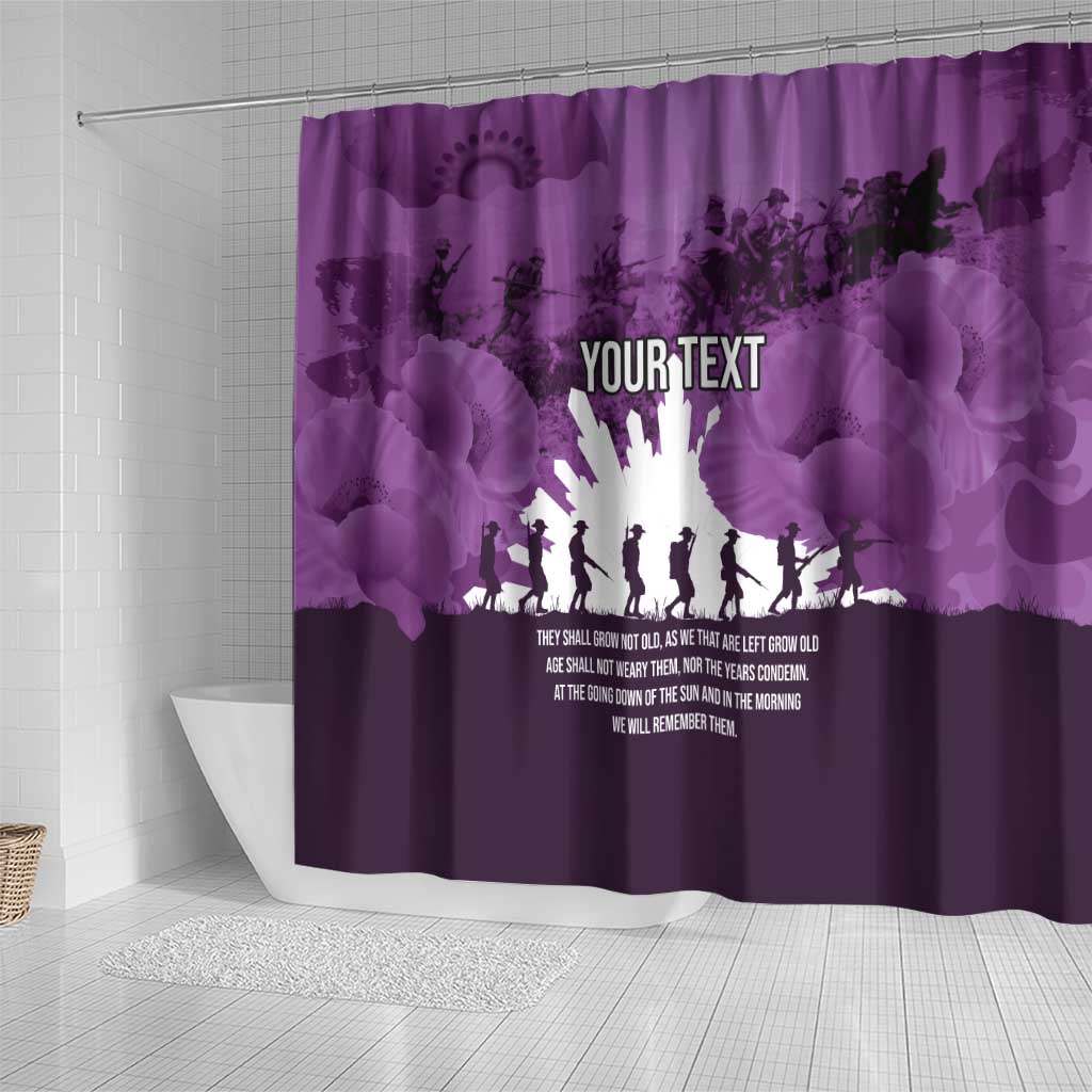 Anzac Day Gallipoli Personalised Shower Curtain Purple Poppy Flowers LT9 - Polynesian Pride