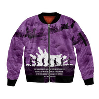 Anzac Day Gallipoli Personalised Sleeve Zip Bomber Jacket Purple Poppy Flowers LT9 Unisex Purple - Polynesian Pride