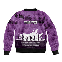 Anzac Day Gallipoli Personalised Sleeve Zip Bomber Jacket Purple Poppy Flowers LT9 - Polynesian Pride