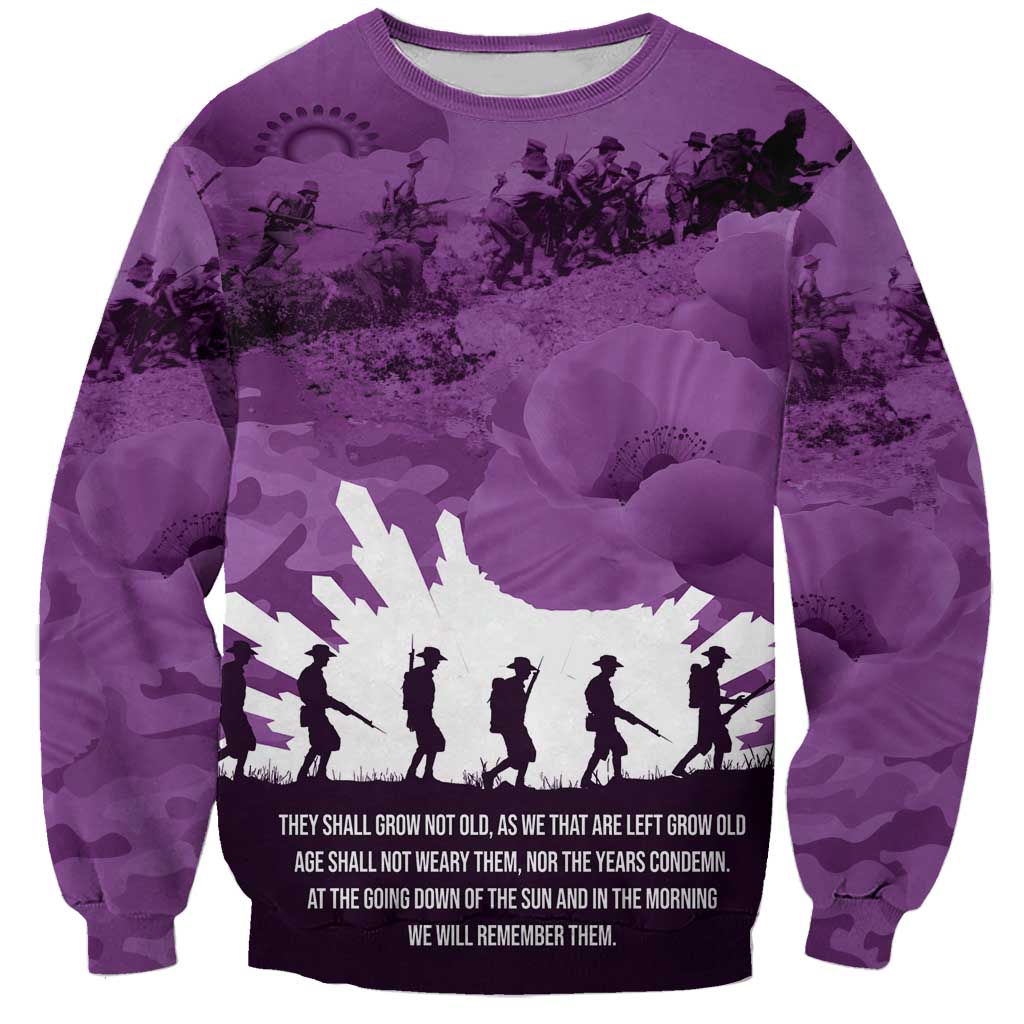 Anzac Day Gallipoli Personalised Sweatshirt Purple Poppy Flowers