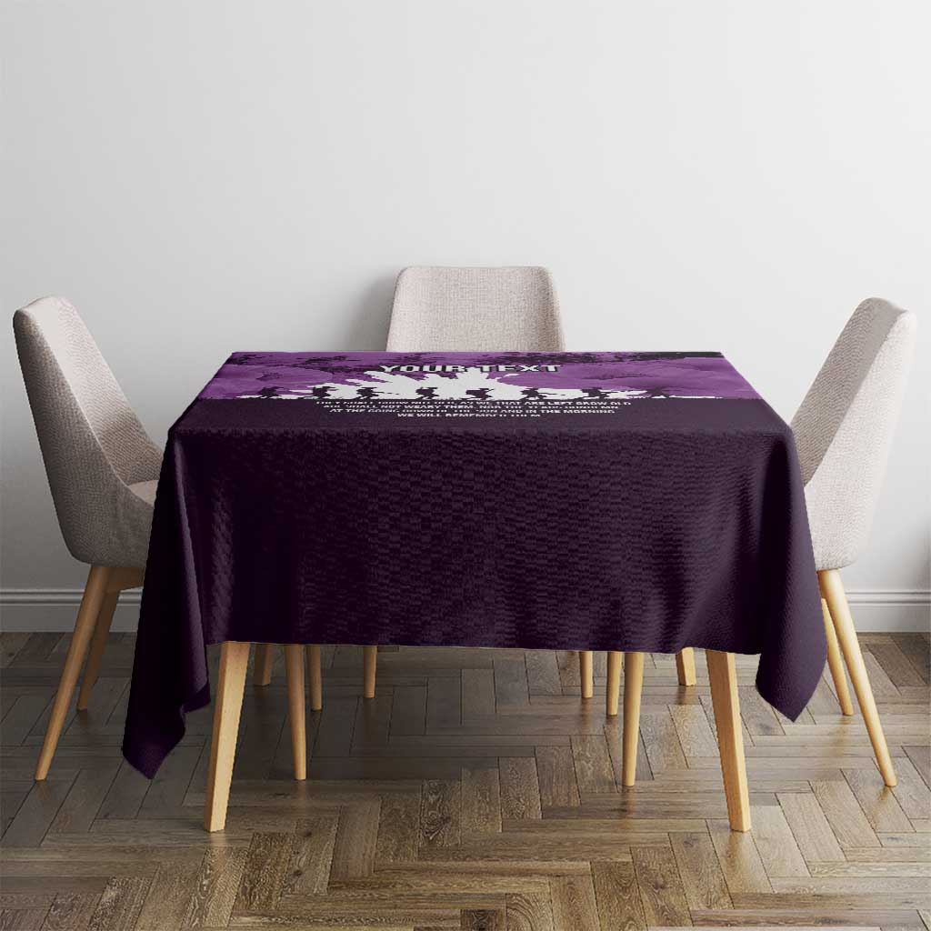 Anzac Day Gallipoli Personalised Tablecloth Purple Poppy Flowers