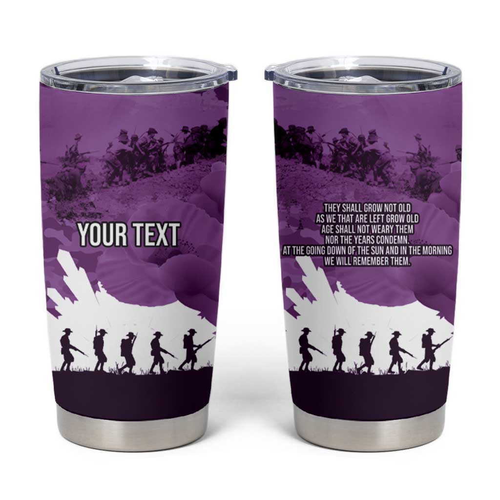 Anzac Day Gallipoli Personalised Tumbler Cup Purple Poppy Flowers