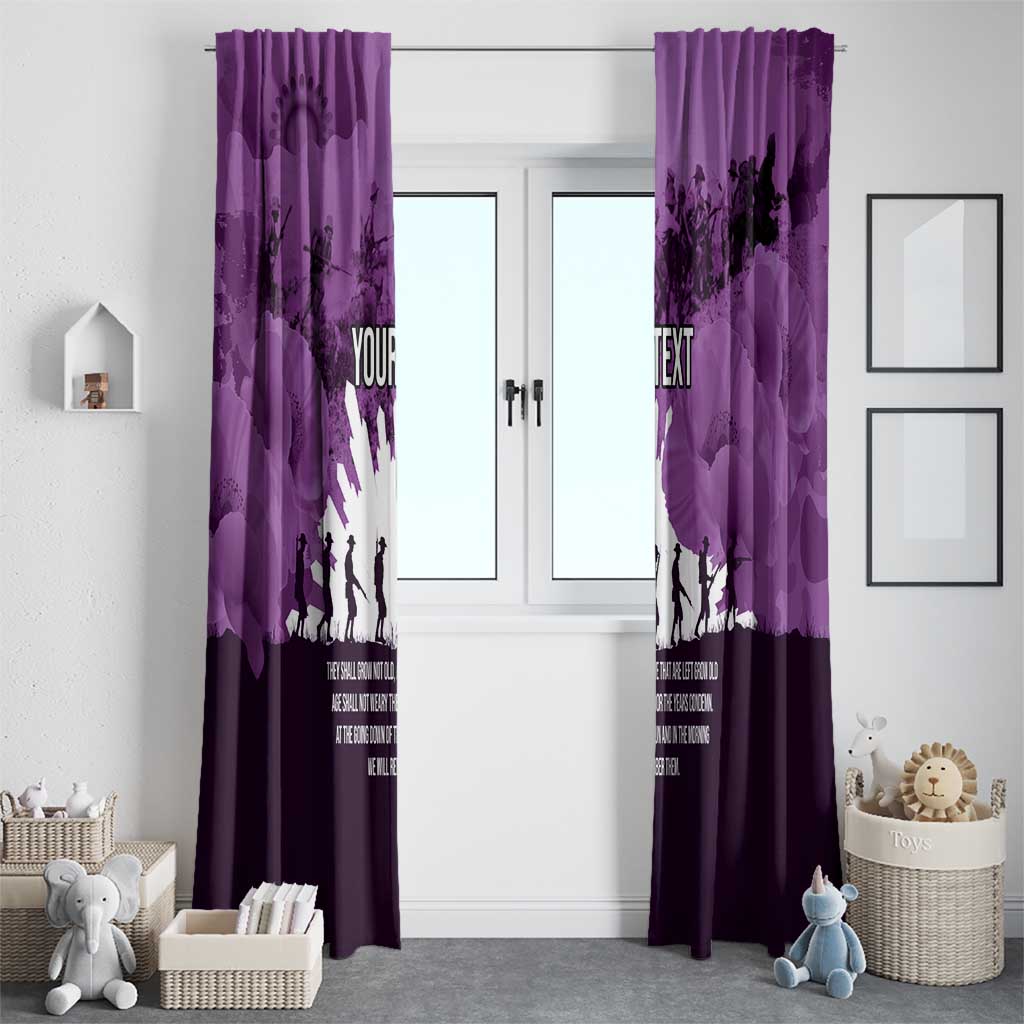 Anzac Day Gallipoli Personalised Window Curtain Purple Poppy Flowers