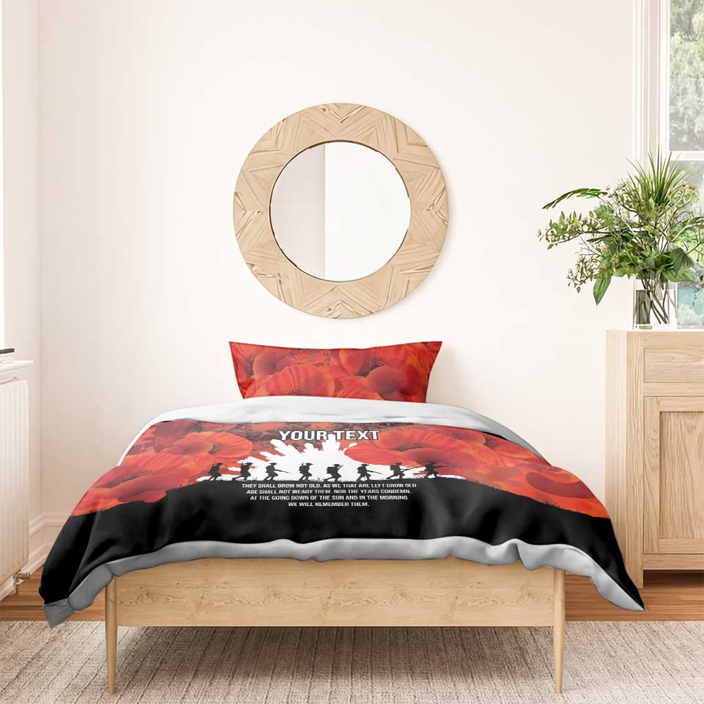 Anzac Day Gallipoli Personalised Bedding Set Red Poppy Flowers