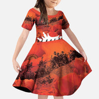 Anzac Day Gallipoli Personalised Family Matching Long Sleeve Bodycon Dress and Hawaiian Shirt Red Poppy Flowers LT9 Daughter's Dress Red - Polynesian Pride
