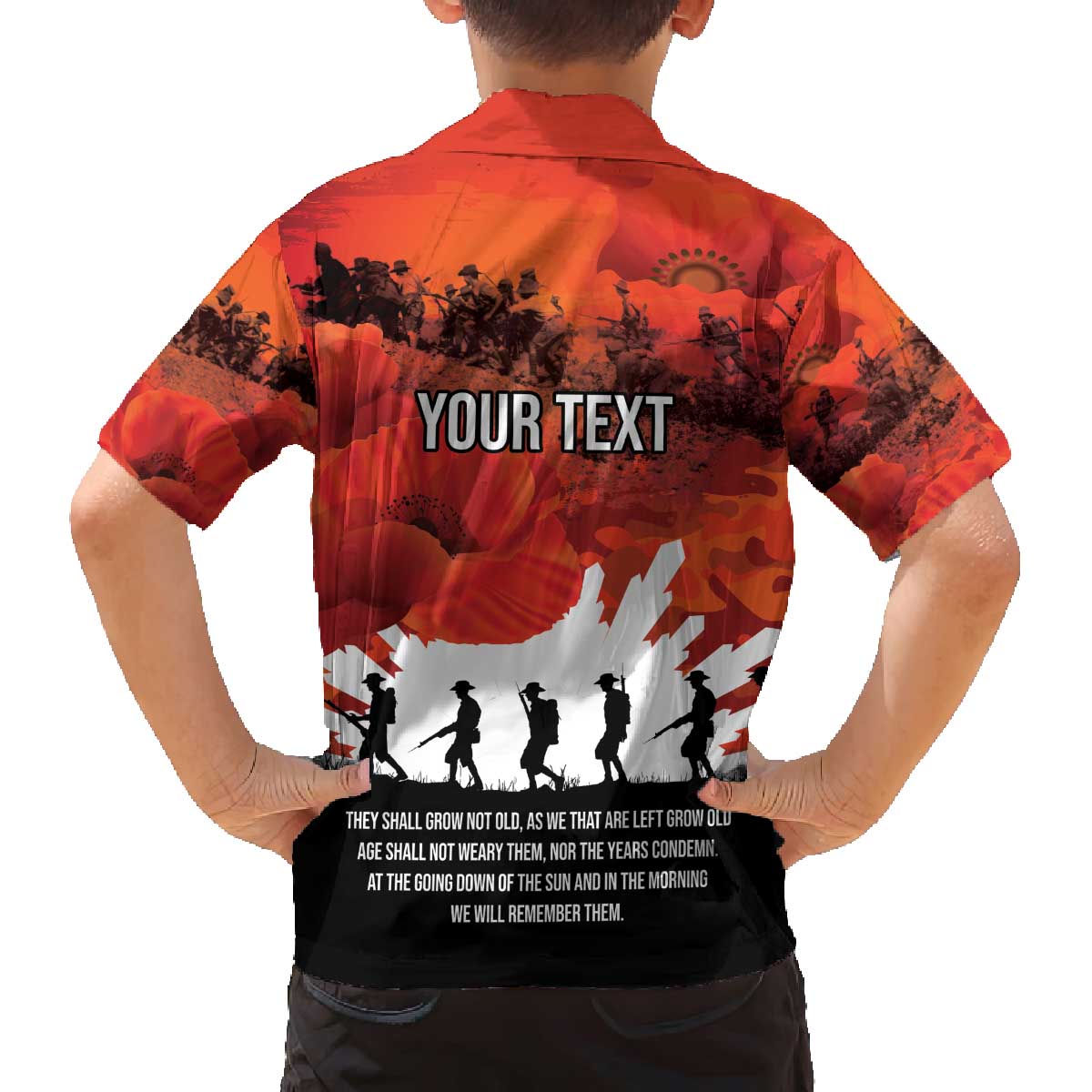 Anzac Day Gallipoli Personalised Family Matching Off The Shoulder Long Sleeve Dress and Hawaiian Shirt Red Poppy Flowers