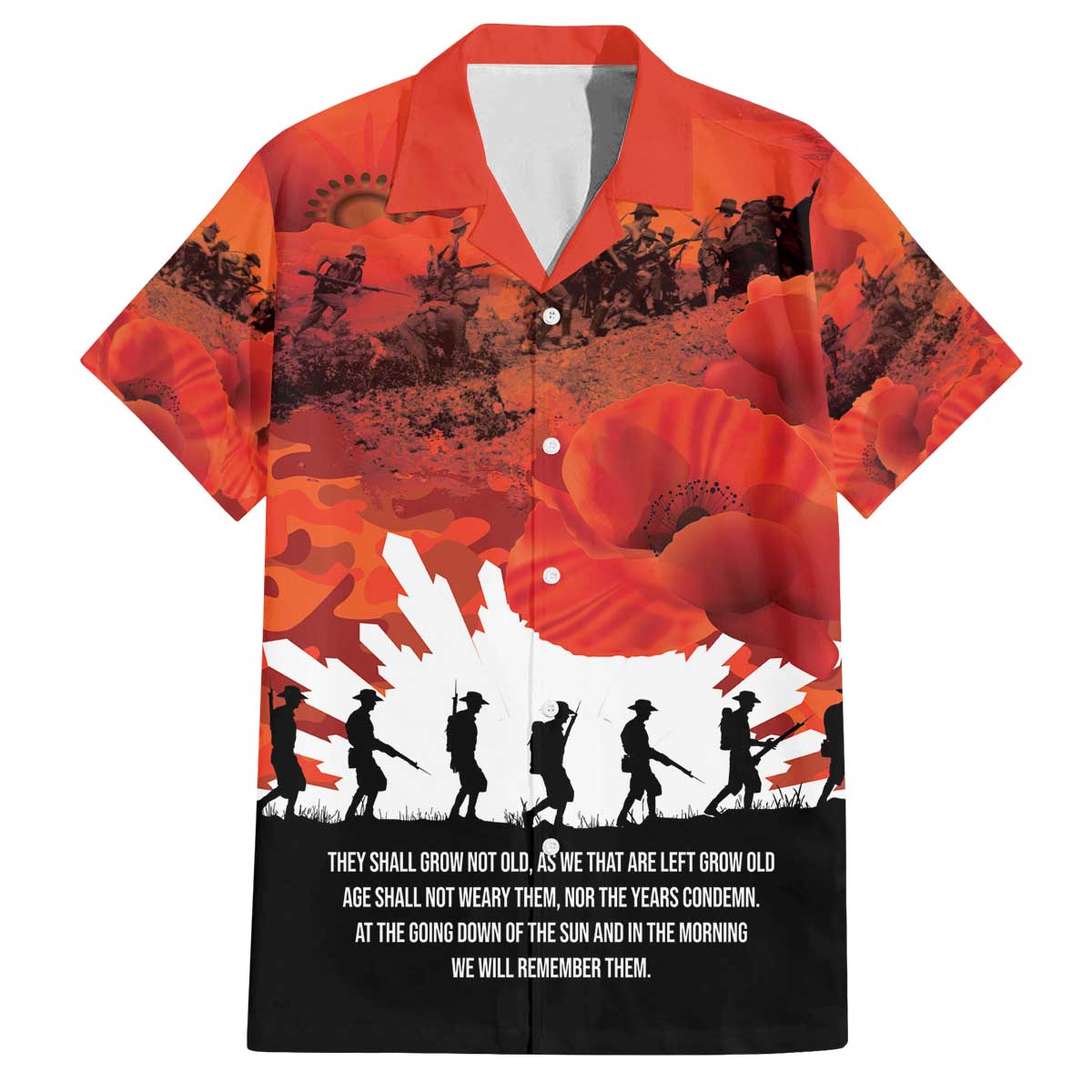 Anzac Day Gallipoli Personalised Family Matching Off The Shoulder Long Sleeve Dress and Hawaiian Shirt Red Poppy Flowers