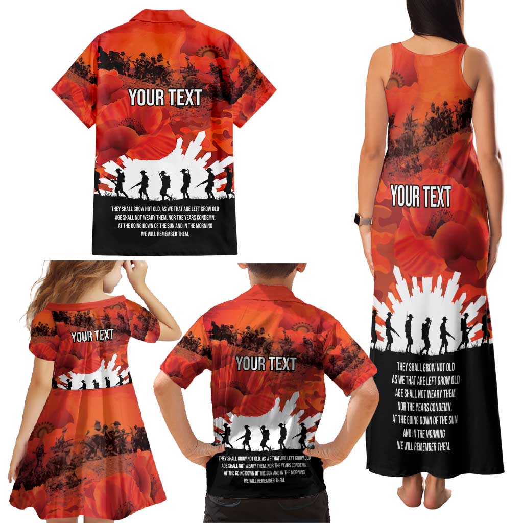 Anzac Day Gallipoli Personalised Family Matching Tank Maxi Dress and Hawaiian Shirt Red Poppy Flowers