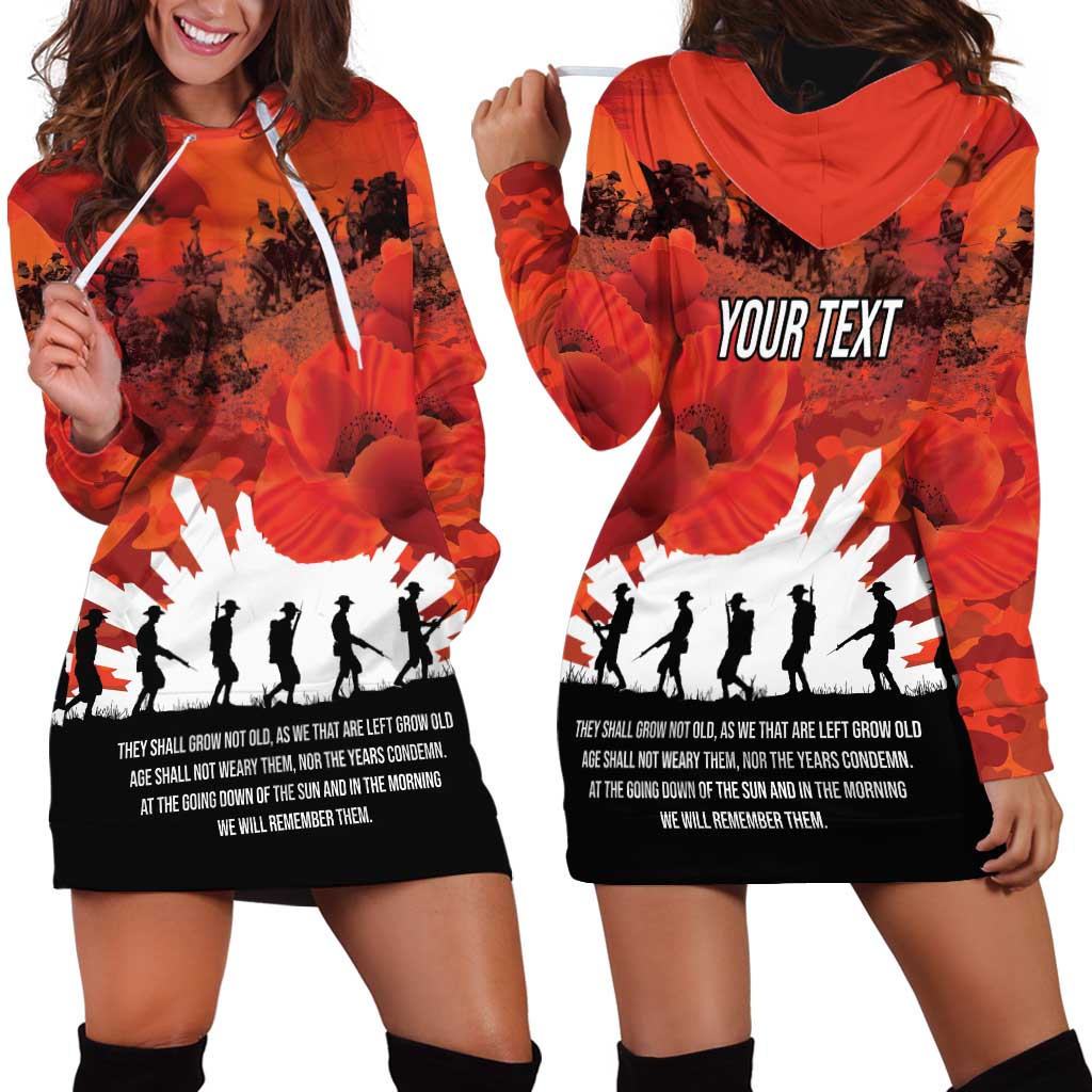 Anzac Day Gallipoli Personalised Hoodie Dress Red Poppy Flowers