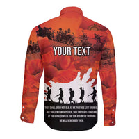 Anzac Day Gallipoli Personalised Long Sleeve Button Shirt Red Poppy Flowers