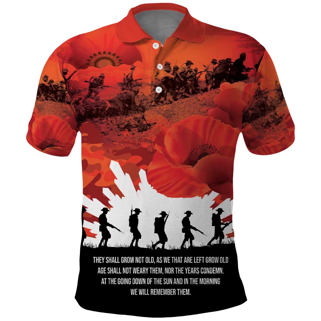 Anzac Day Gallipoli Personalised Polo Shirt Red Poppy Flowers