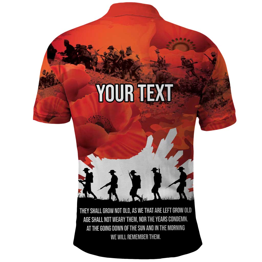Anzac Day Gallipoli Personalised Polo Shirt Red Poppy Flowers