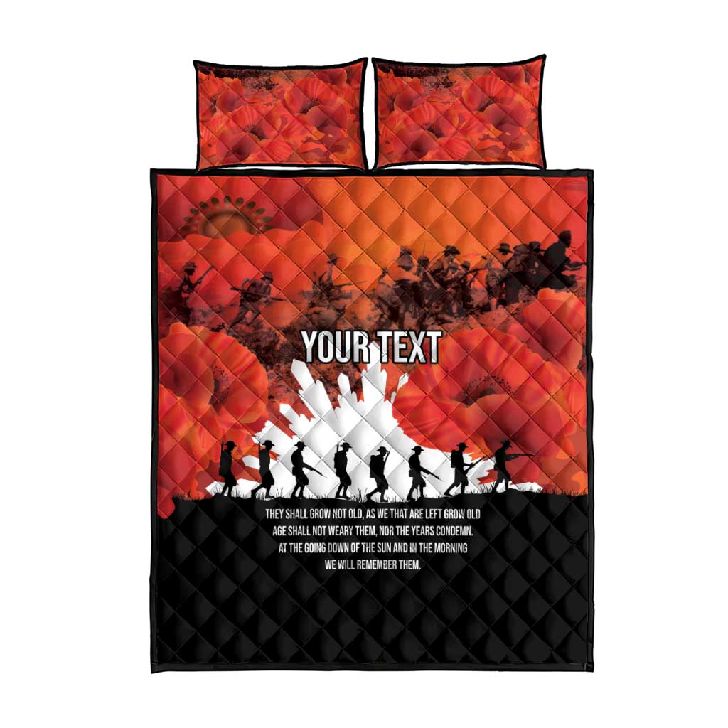 Anzac Day Gallipoli Personalised Quilt Bed Set Red Poppy Flowers