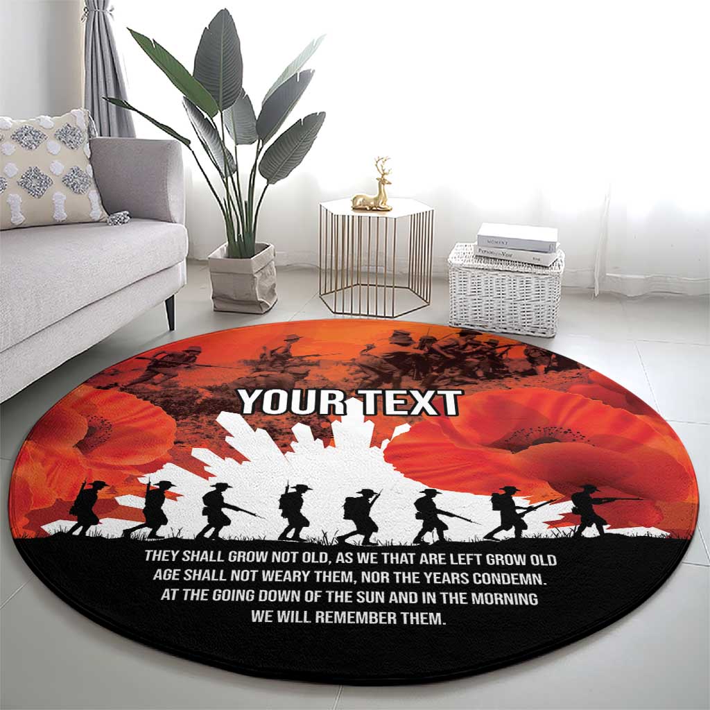 Anzac Day Gallipoli Personalised Round Carpet Red Poppy Flowers LT9 - Polynesian Pride