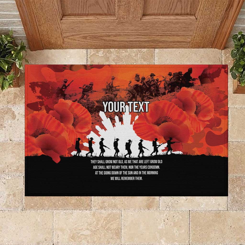 Anzac Day Gallipoli Personalised Rubber Doormat Red Poppy Flowers