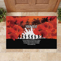 Anzac Day Gallipoli Personalised Rubber Doormat Red Poppy Flowers