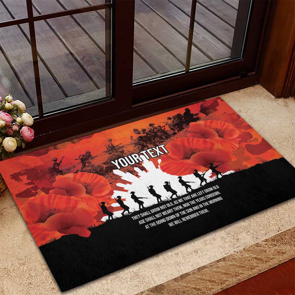 Anzac Day Gallipoli Personalised Rubber Doormat Red Poppy Flowers