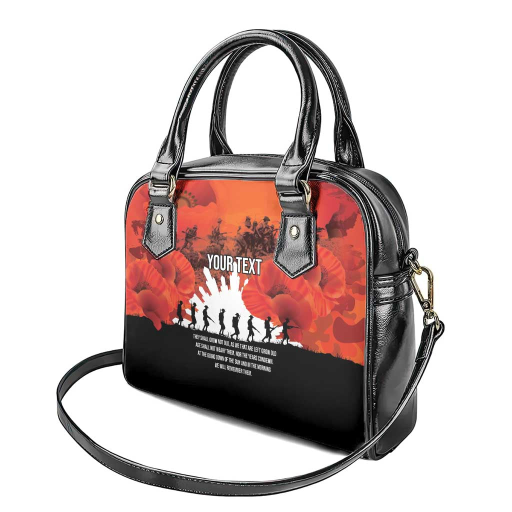 Anzac Day Gallipoli Personalised Shoulder Handbag Red Poppy Flowers