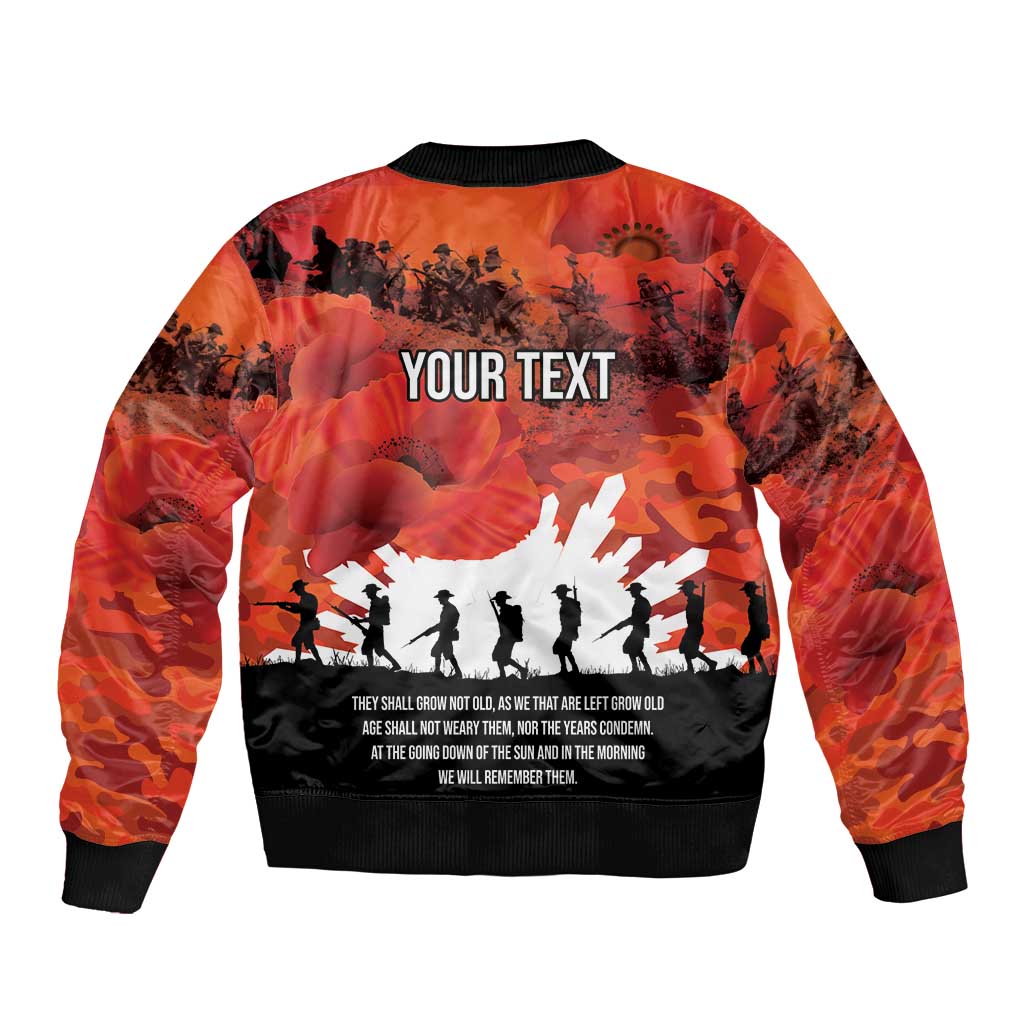 Anzac Day Gallipoli Personalised Sleeve Zip Bomber Jacket Red Poppy Flowers LT9 - Polynesian Pride
