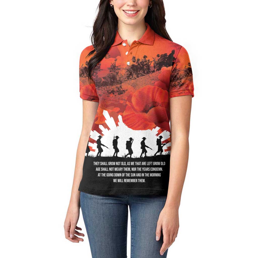 Anzac Day Gallipoli Personalised Women Polo Shirt Red Poppy Flowers