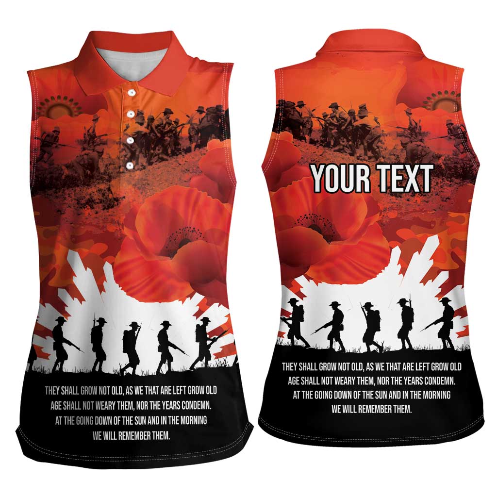 Anzac Day Gallipoli Personalised Women Sleeveless Polo Shirt Red Poppy Flowers