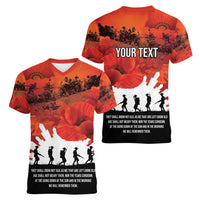Anzac Day Gallipoli Personalised Women V-Neck T-Shirt Red Poppy Flowers