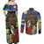 Kiwi-Kookaburra Bird ANZAC Personalised Couples Matching Off Shoulder Maxi Dress and Long Sleeve Button Shirt Aussie Golden Wattle Poppy Flowers